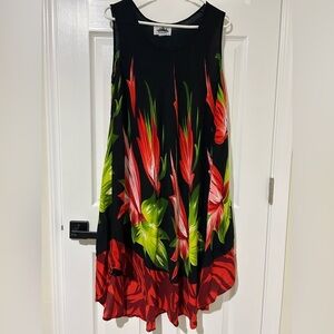 Metropolitan Dress asymmetrical floral Tropical Flowy Cruise black red one size